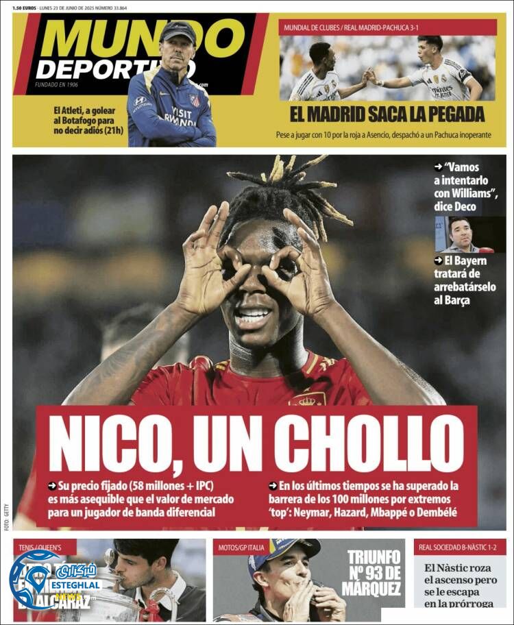 روزنامه ورزشی موندو دپورتیوو دوشنبه 2 تیر 1404  