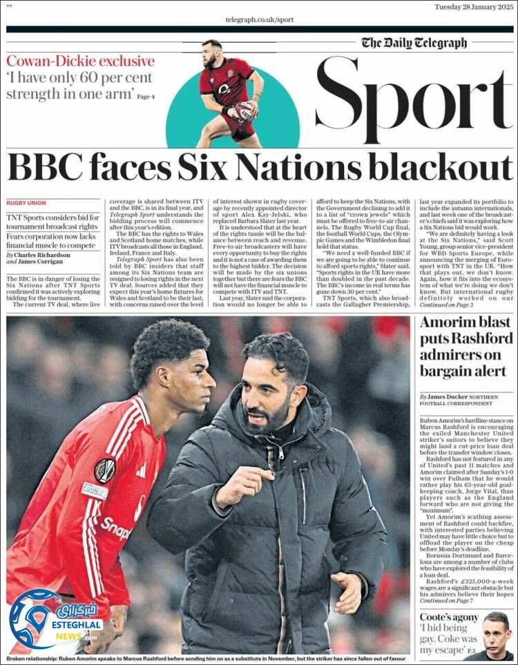 روزنامه  ورزشی تلگراف  اسپورت سه شنبه 9 بهمن 1403 