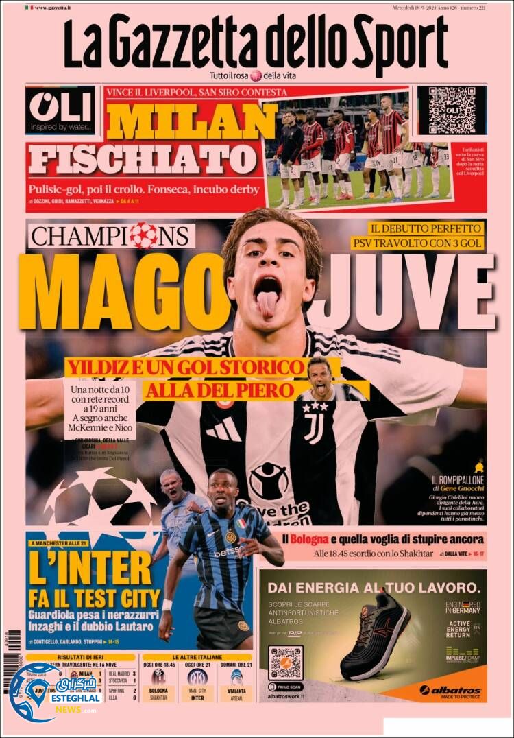 روزنامه  ورزشی گاتزتا دلو اسپورت چهارشنبه 28 شهریور 1403 