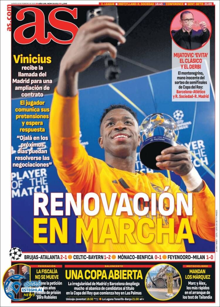 روزنامه  ورزشی آ اس پنجشنبه 25 بهمن 1403 