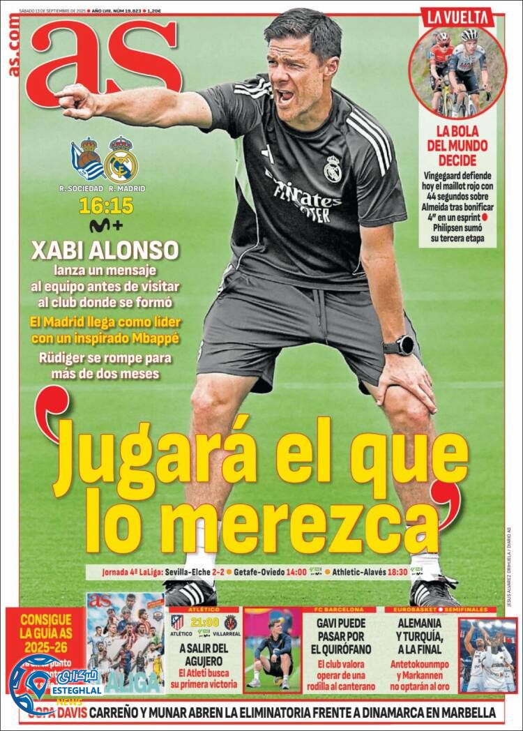 روزنامه ورزشی آ اس  شنبه 22 شهریور 1404 