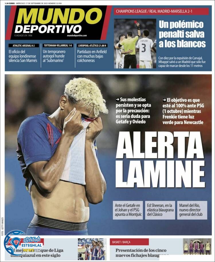 روزنامه ورزشی موندو دپورتیوو چهارشنبه 26 شهریور 1404 