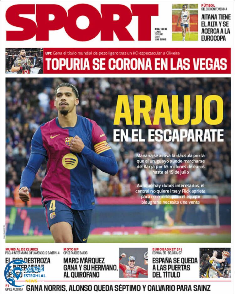 روزنامه ورزشی اسپورت دوشنبه 9 تیر 1404 