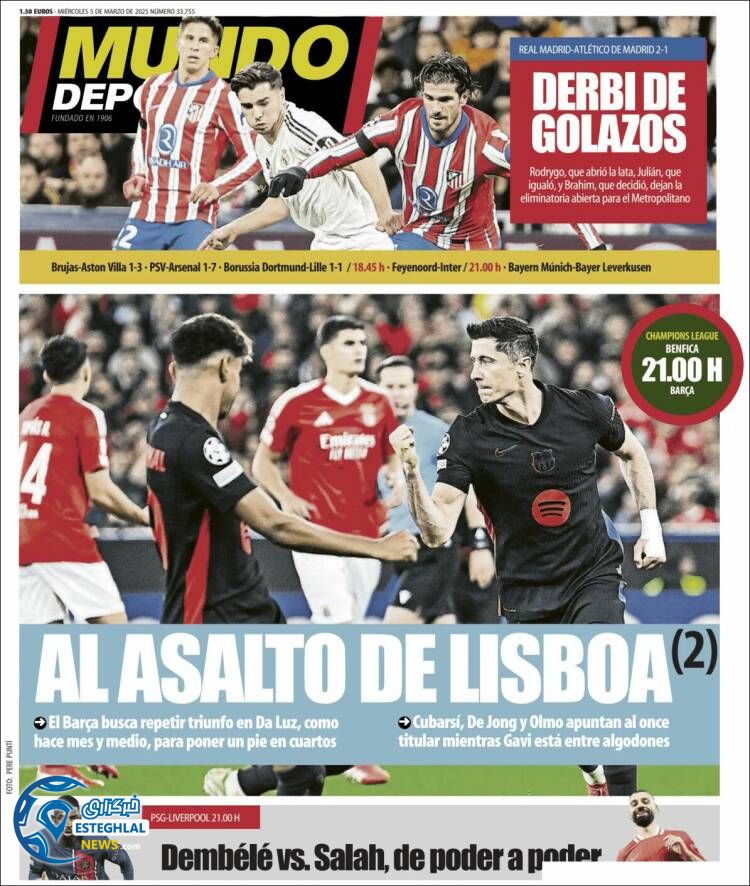 روزنامه ورزشی موندو دپورتیوو چهارشنبه 15 اسفند 1403 