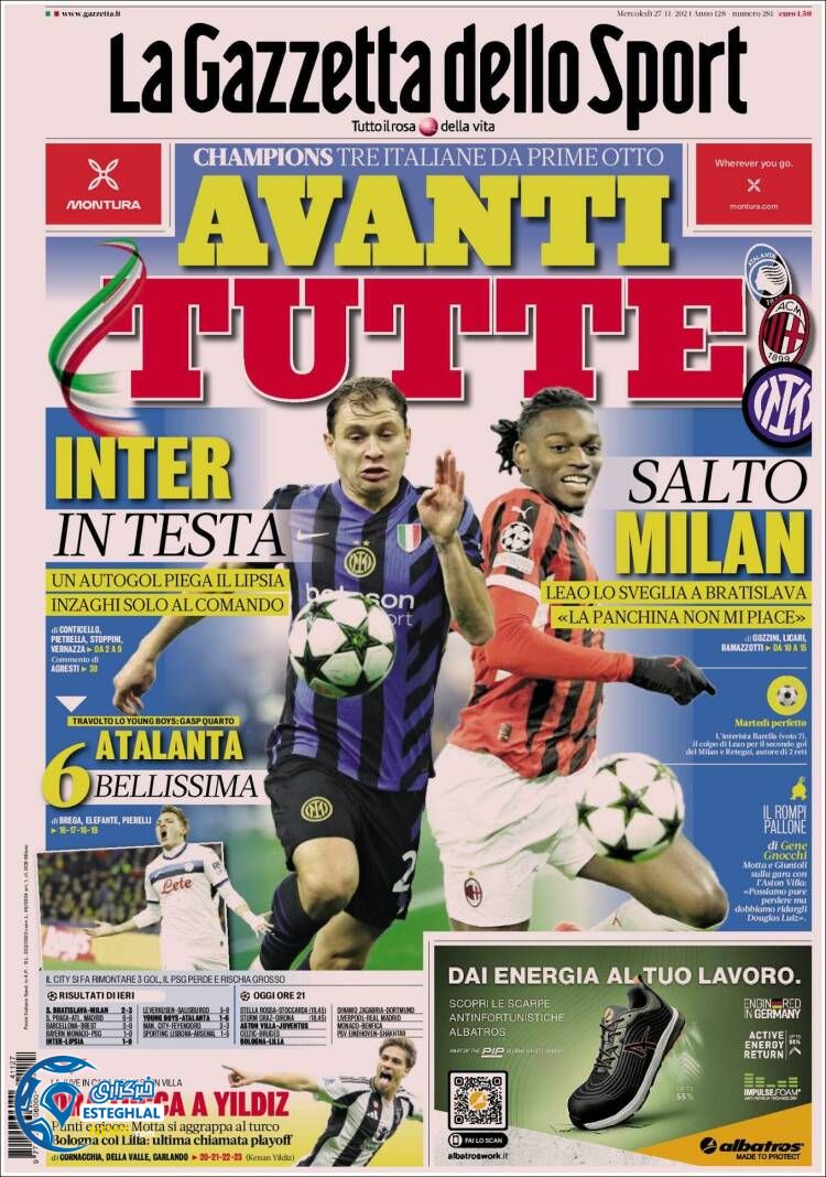 روزنامه ورزشی گاتزتا دلو اسپورت چهارشنبه 7 آذر 1403 