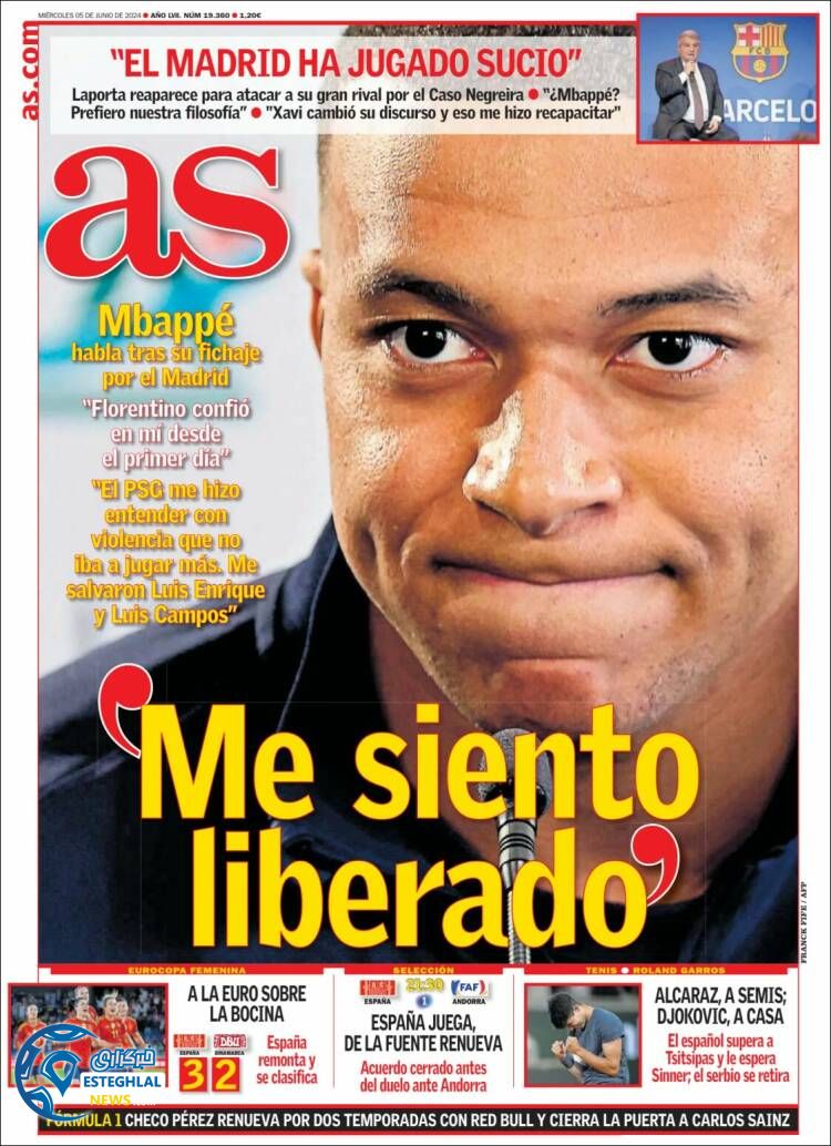 روزنامه ورزشی آ اس چهارشنبه 16 خرداد 1403 