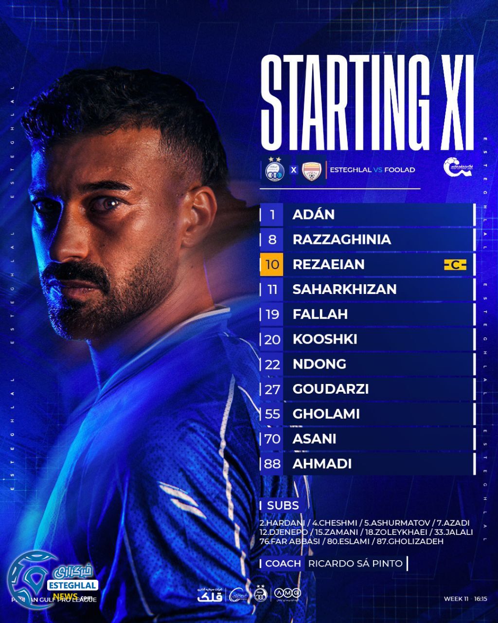 ترکیب استقلال مقابل فولاد خوزستان