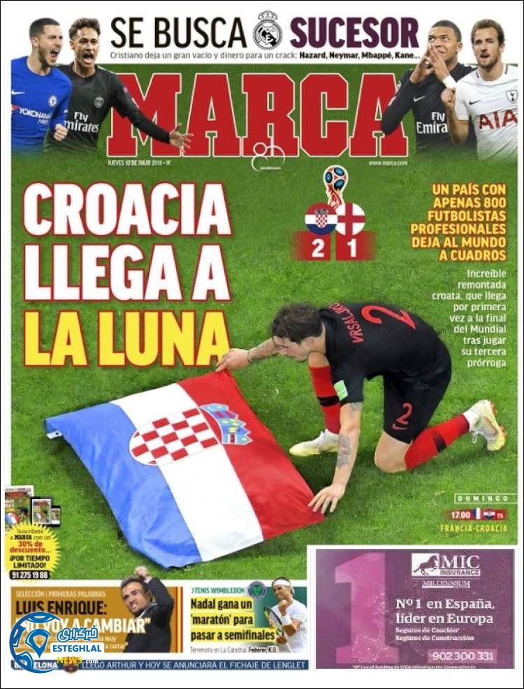 روزنامه ورزشی مارکا پنجشنبه 21 تیر 1397