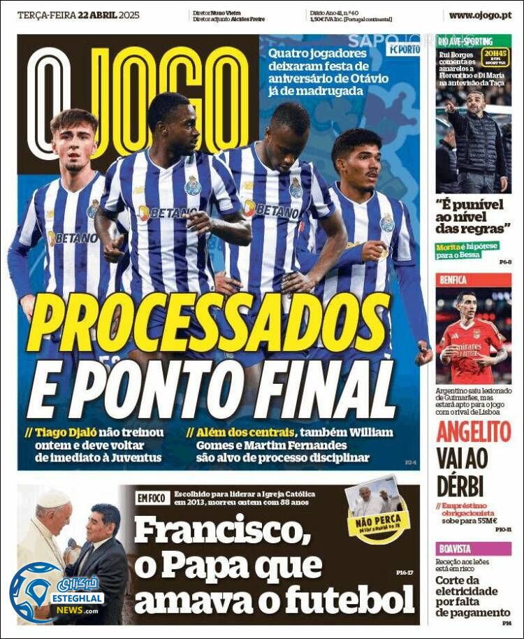 روزنامه ورزشی اوجوگو سه شنبه 2 اردیبهشت 1404 