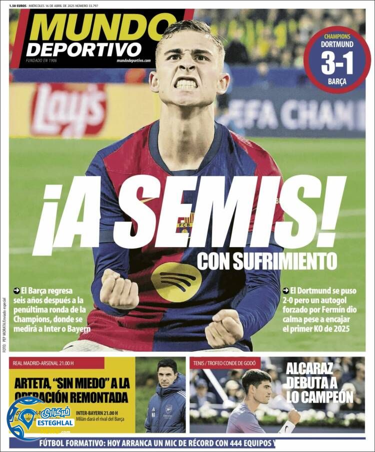 روزنامه  ورزشی موندو دپورتیوو چهارشنبه 27 فروردین 1404 