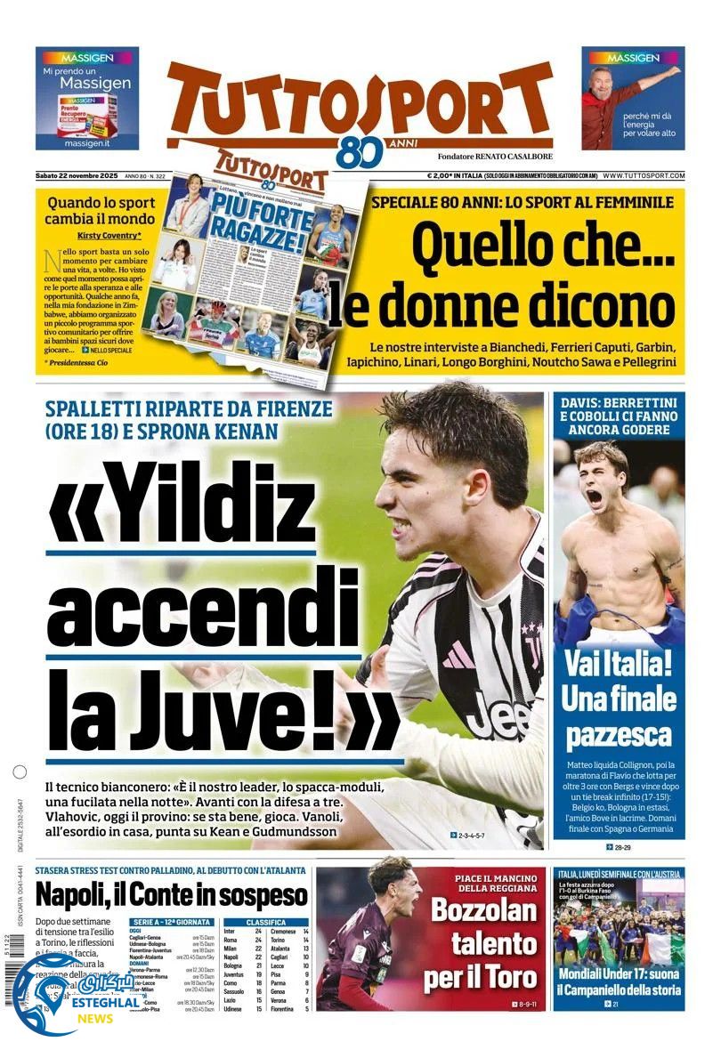 روزنامه ورزشی توتو اسپورت شنبه 1 آذر 1404  