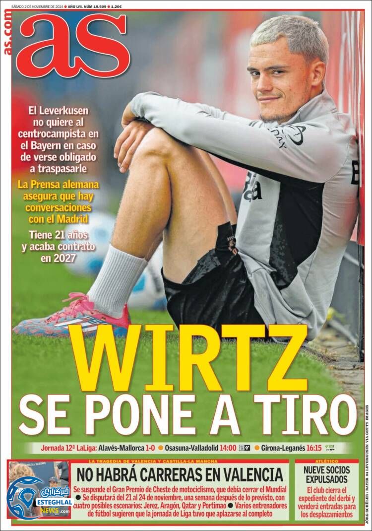 روزنامه ورزشی آ اس شنبه 12 آبان 1403 