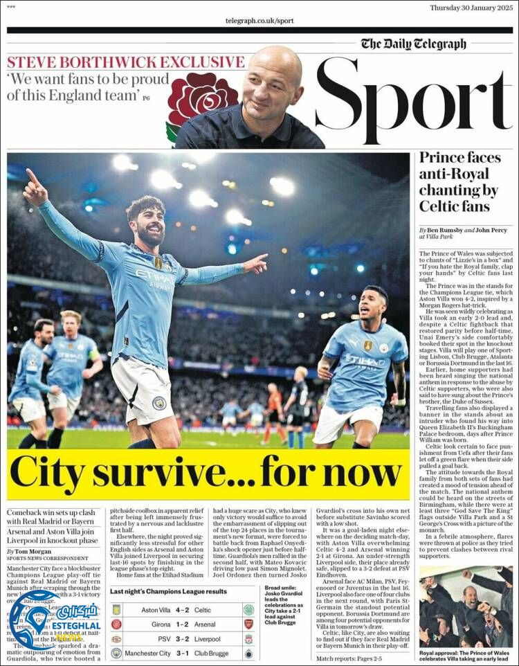 روزنامه  ورزشی  تلگراف اسپورت پنجشنبه 11 بهمن 1403 