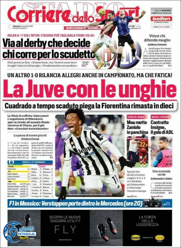 روزنامه ورزشی کوریره دلو اسپورت یکشنبه 16 آبان 1400