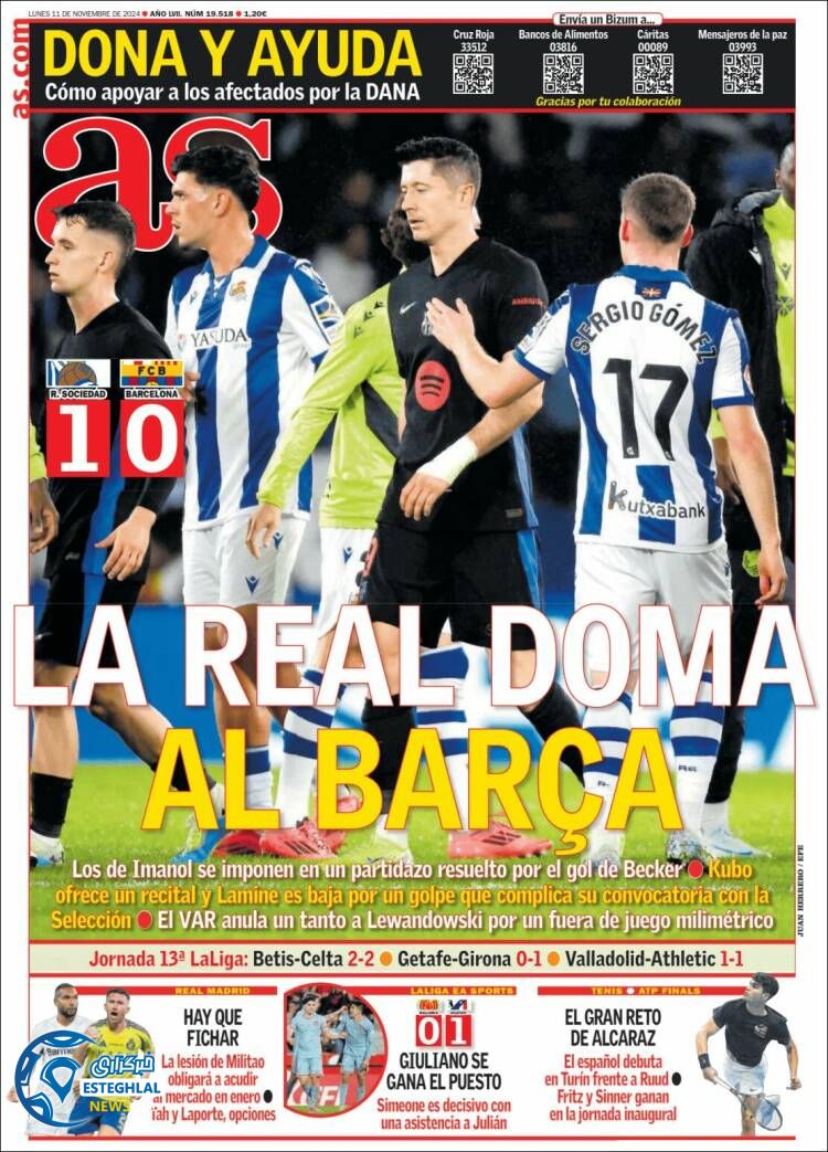 روزنامه  ورزشی آ اس دوشنبه 21 آبان 1403 