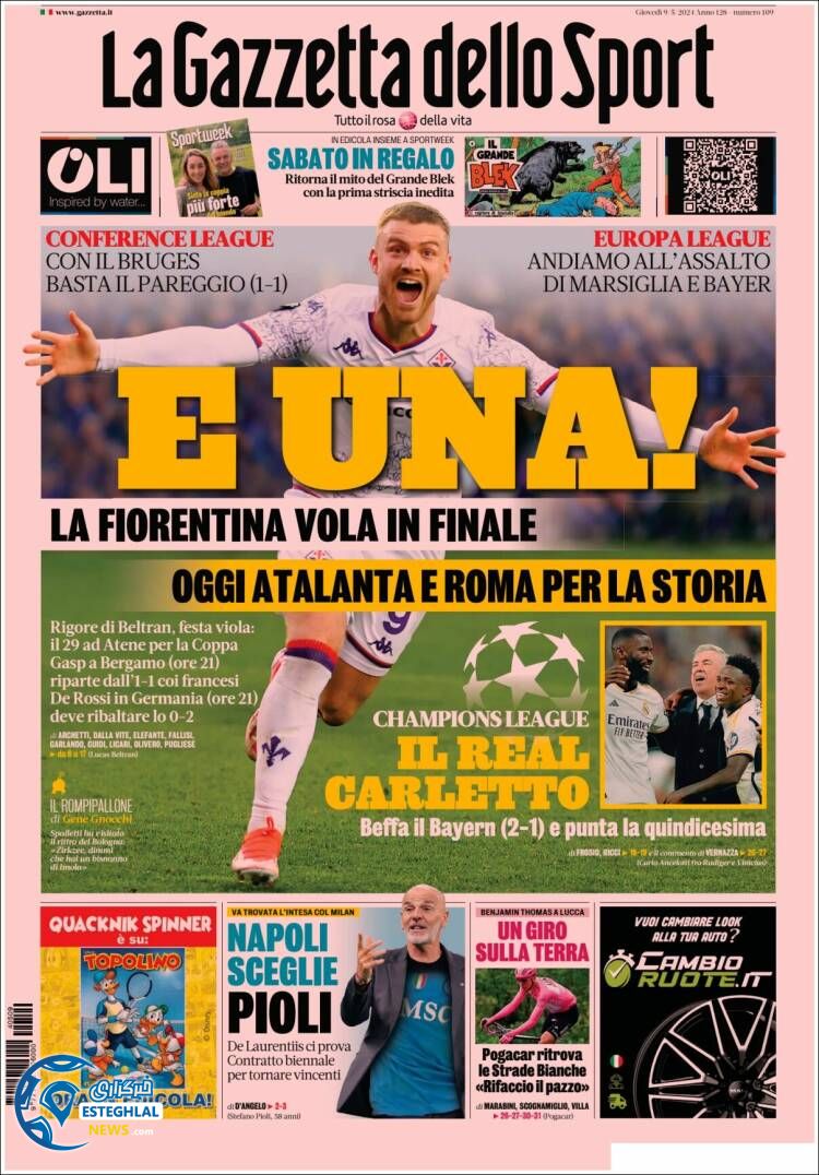 روزنامه ورزشی گاتزتا دلو اسپورت پنجشنبه 20 اردیبهشت 1403 