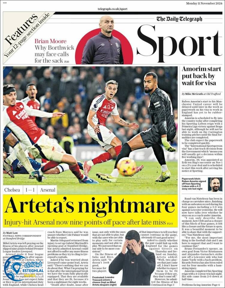 روزنامه  ورزشی تلگراف اسپورت دوشنبه 21 آبان 1403 