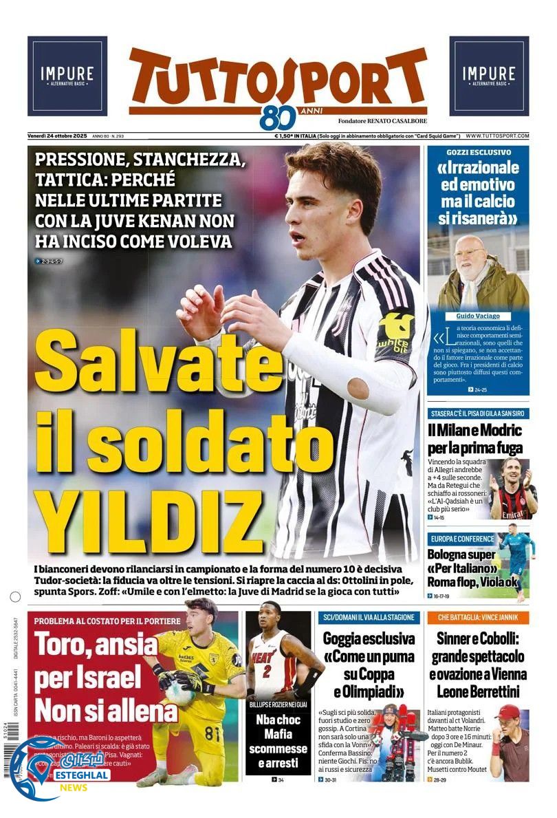  روزنامه  ورزشی توتو اسپورت جمعه 2 آبان 1404 