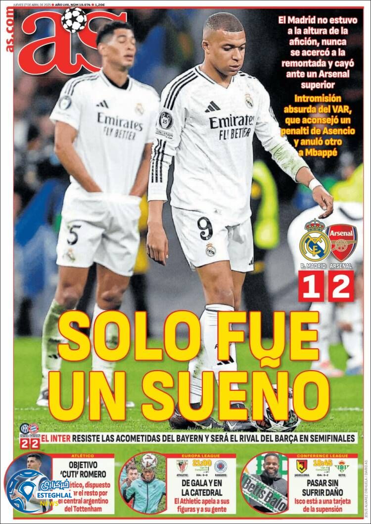 روزنامه ورزشی آ اس  پنجشنبه 28 فروردین  1404