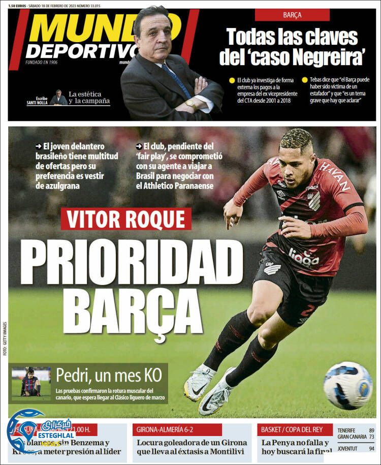 روزنامه ورزشی موندو دپورتیوو شنبه 29 بهمن 1401 