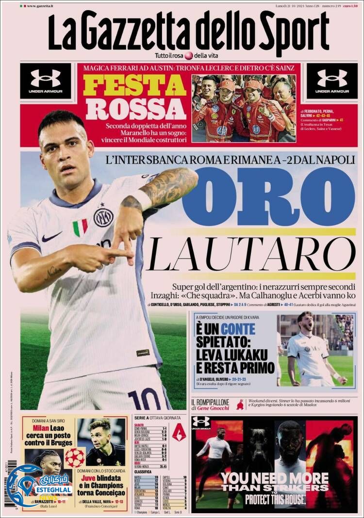 روزنامه ورزشی گاتزتا دلو اسپورت دوشنبه 30 مهر 1403 