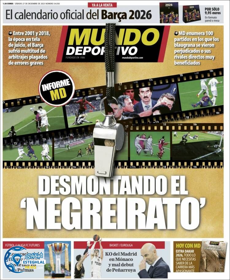 روزنامه  ورزشی موندو دپورتیوو  شنبه 6 دی 1404  