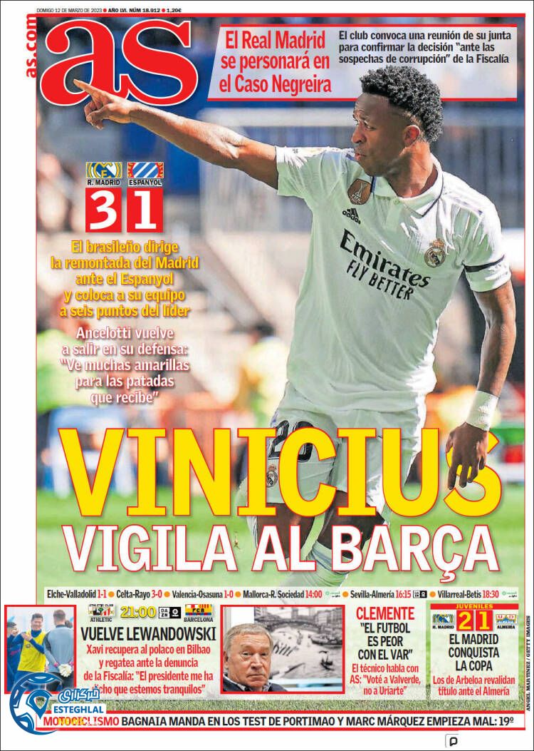 روزنامه  ورزشی آ اس یکشنبه 21 اسفند 1401 