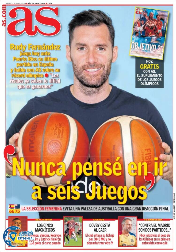 روزنامه ورزشی آ اس سه شنبه 2 مرداد 1403 