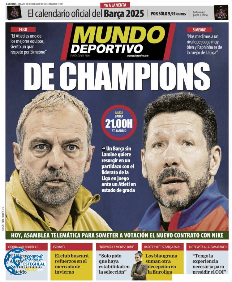 روزنامه ورزشی موندو دپورتیووو شنبه 1 دی 1403 