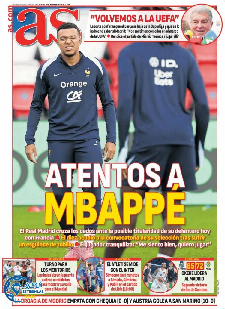 روزنامه ورزشی آ اس  جمعه 18 مهر 1404 