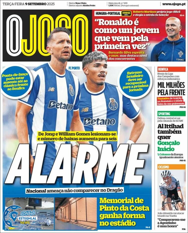 روزنامه  ورزشی اوجوگو سه شنبه 18 شهریور 1404 