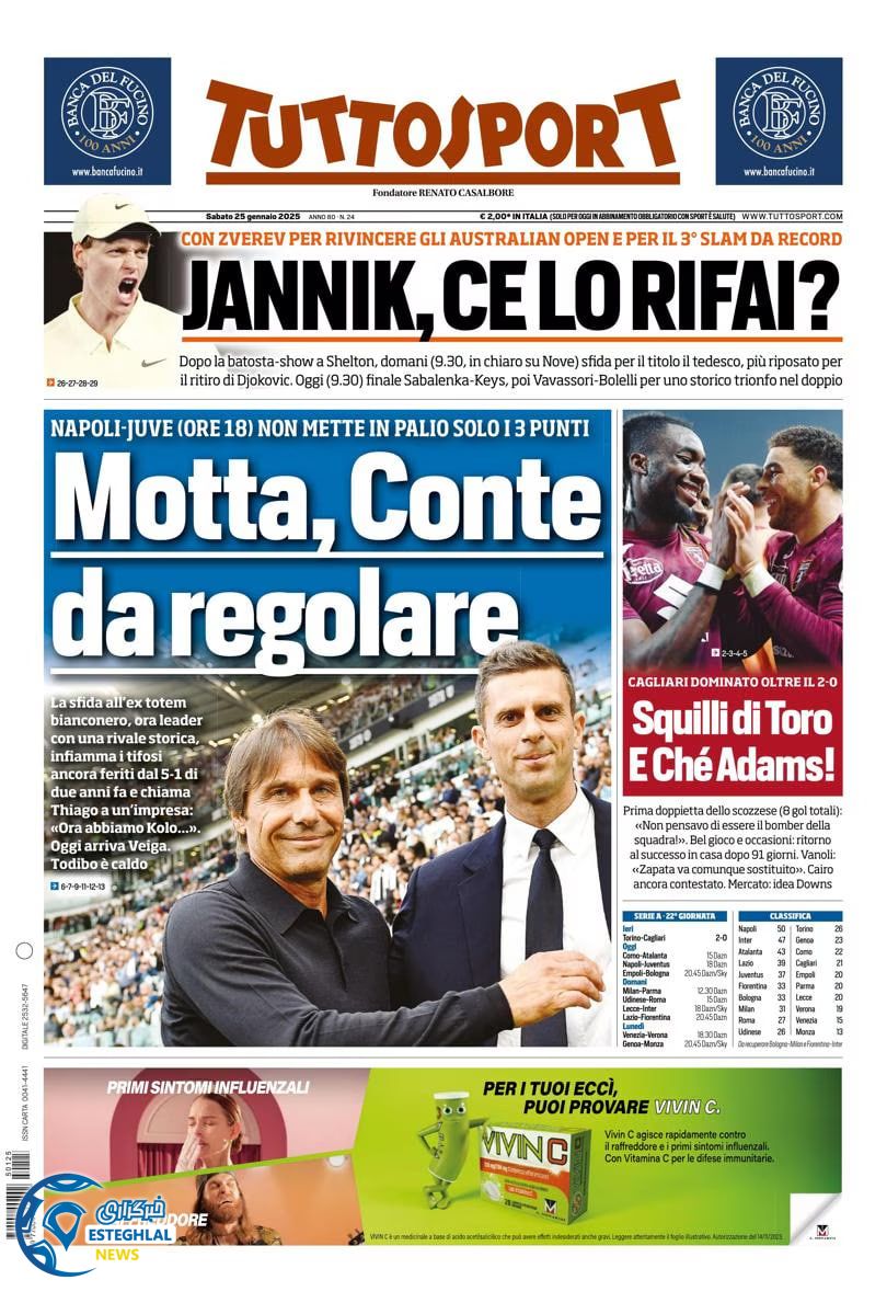 روزنامه ورزشی توتو اسپورت شنبه 6 بهمن 1403  