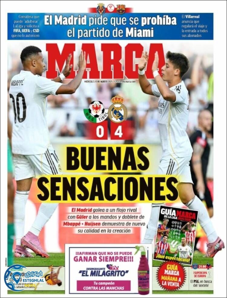 روزنامه  ورزشی مارکا  چهارشنبه 22 مرداد 1404  