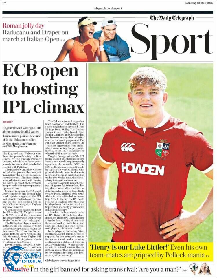 روزنامه ورزشی تلگراف اسپورت شنبه 20 اردیبهشت 1404  