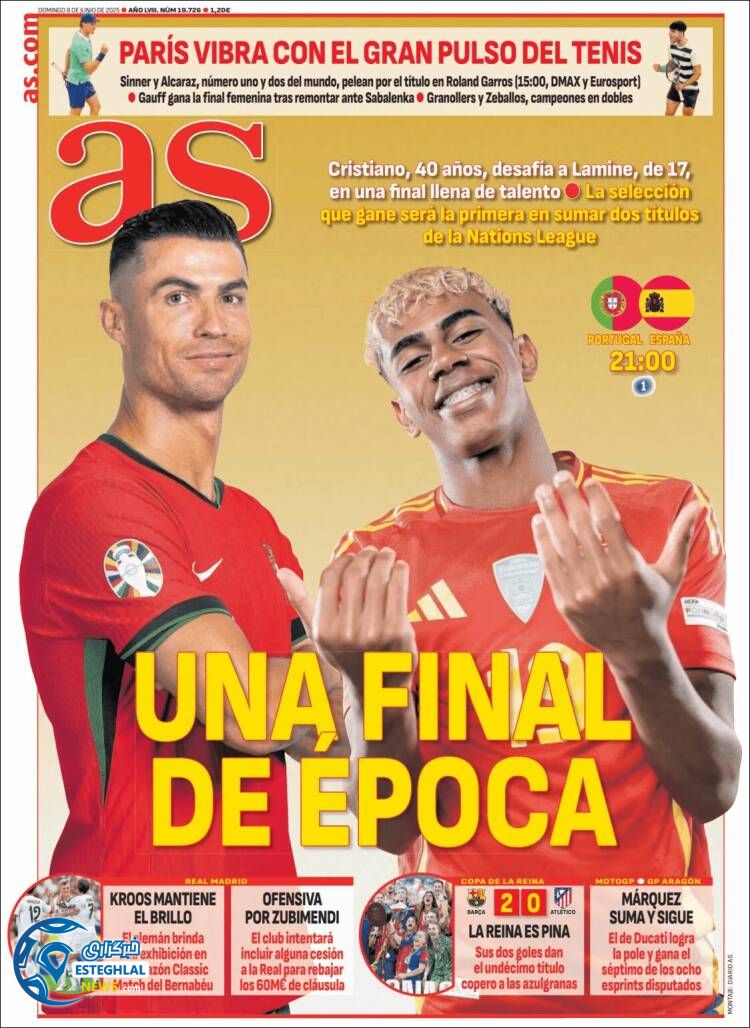 روزنامه ورزشی آ اس یکشنبه 18 خرداد 1404 