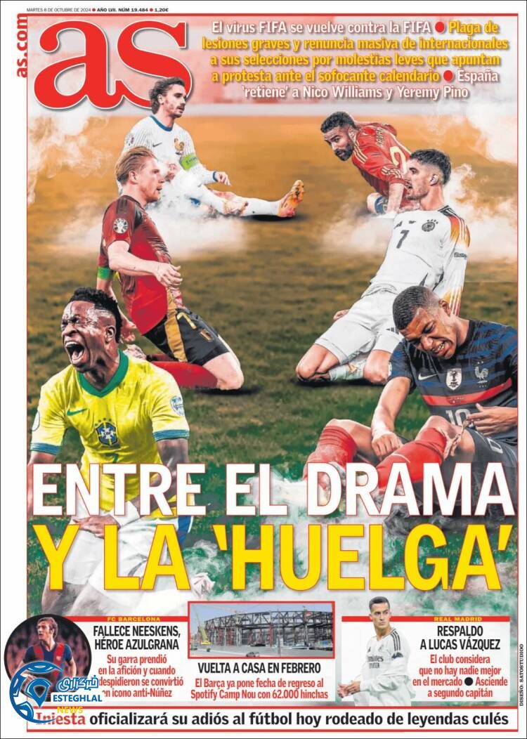 روزنامه ورزشی آ اس سه شنبه 17 مهر 1403 