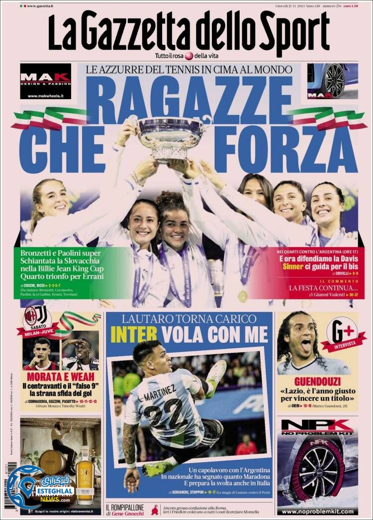 روزنامه ورزشی گاتزتا دلو اسپورت پنجشنبه 1 آذر 1403 