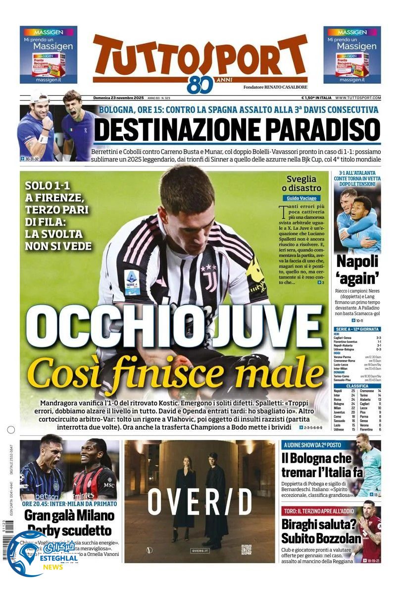 روزنامه  ورزشی توتو اسپورت یکشنبه 2 آذر 1404 