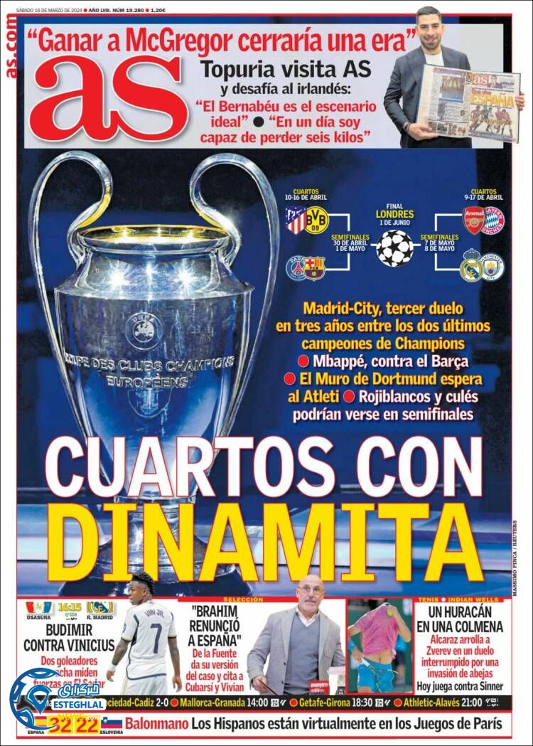 روزنامه ورزشی آ اس شنبه 26 اسفند 1402 