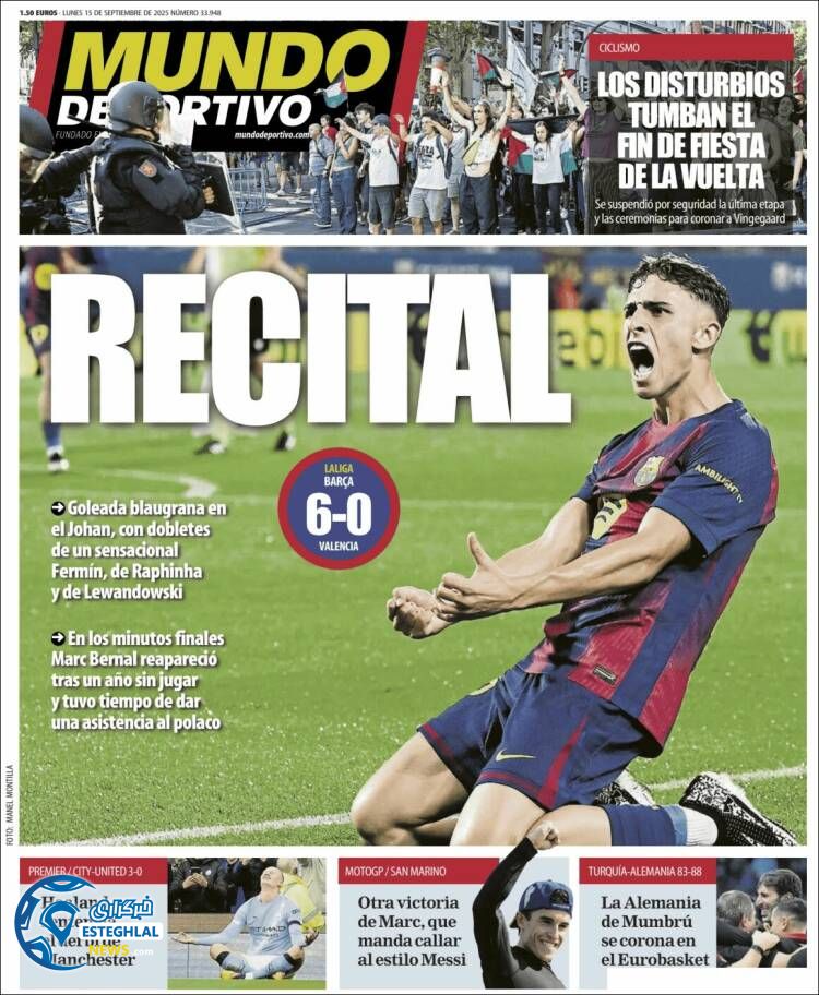 روزنامه ورزشی موندو دپورتیوو دوشنبه 24 شهریور 1404 