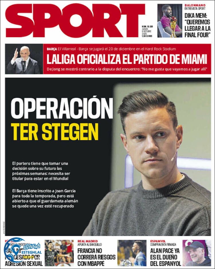 روزنامه  ورزشی اسپورت پنجشنبه 17 مهر 1404  