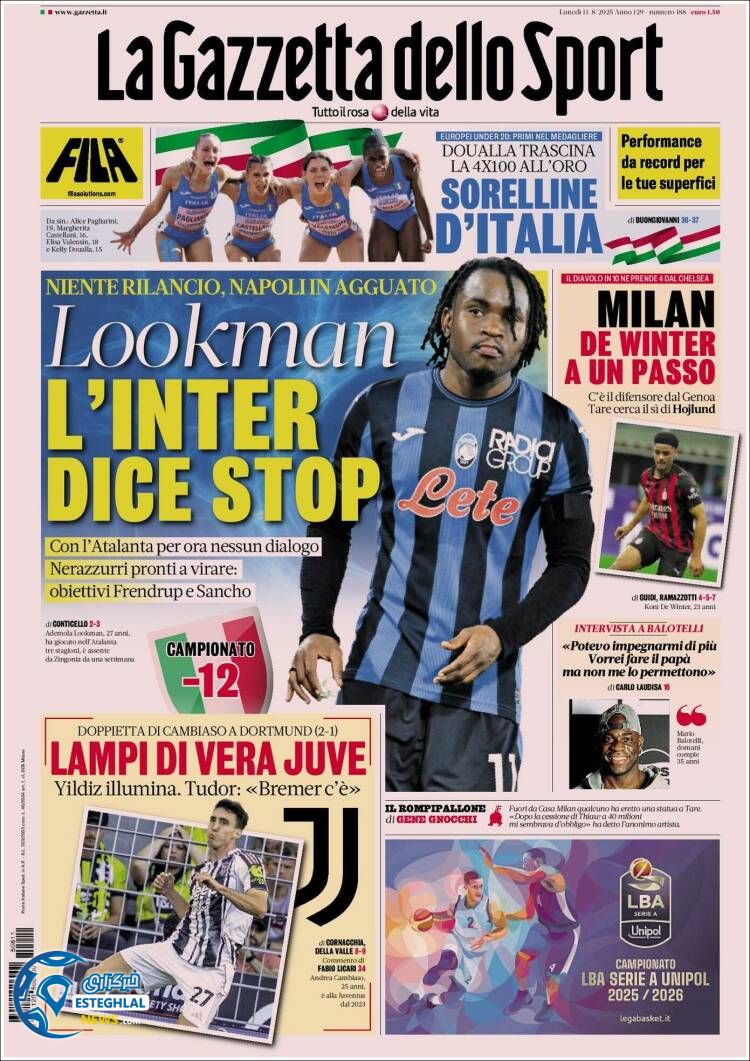 روزنامه ورزشی گاتزتا دلو اسپورت دوشنبه 20 مرداد 1404  