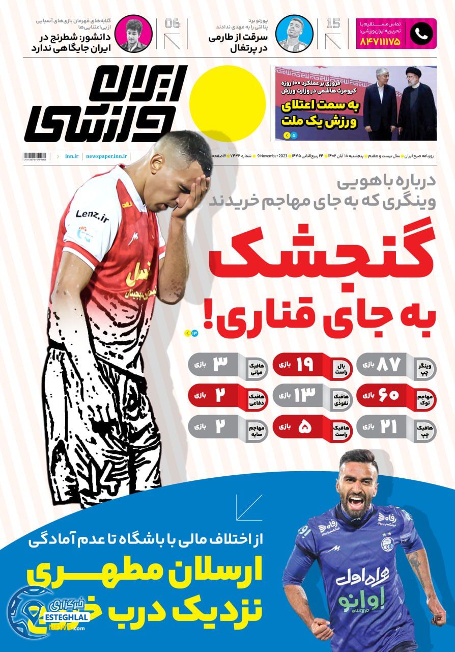 روزنامه ایران ورزشی پنجشنبه 18 آبان 1402 