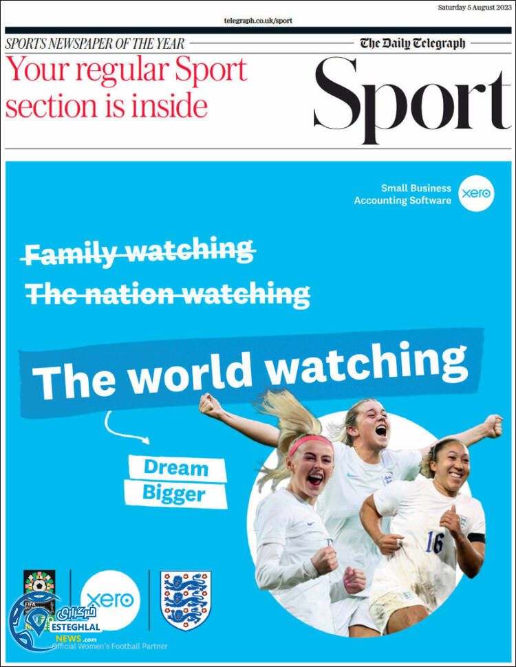 روزنامه ورزشی تلگراف اسپورت شنبه 14 مرداد 1402 