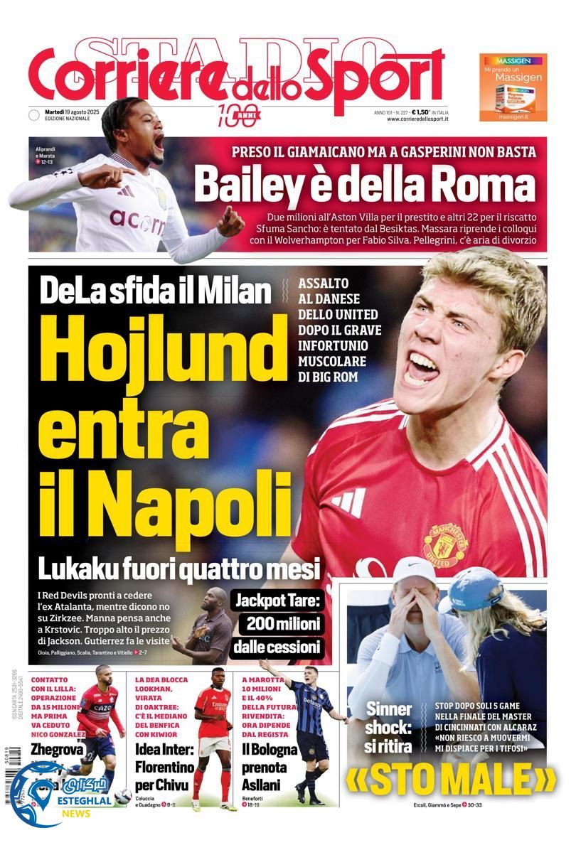 روزنامه ورزشی کوریره دلو اسپورت سه شنبه 28 مرداد 1404