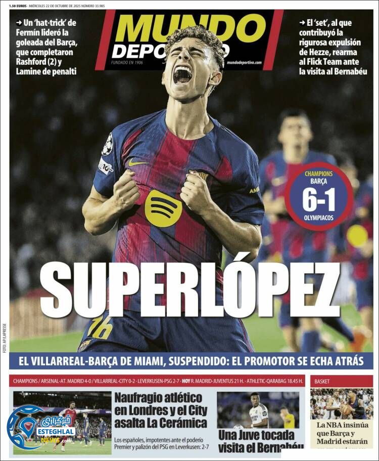 روزنامه ورزشی موندو دپورتیوو چهارشنبه 30 مهر 1404  