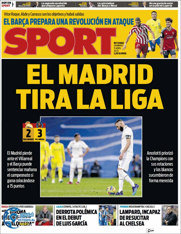 روزنامه ورزشی اسپورت یکشنبه 20 فروردین 1402 