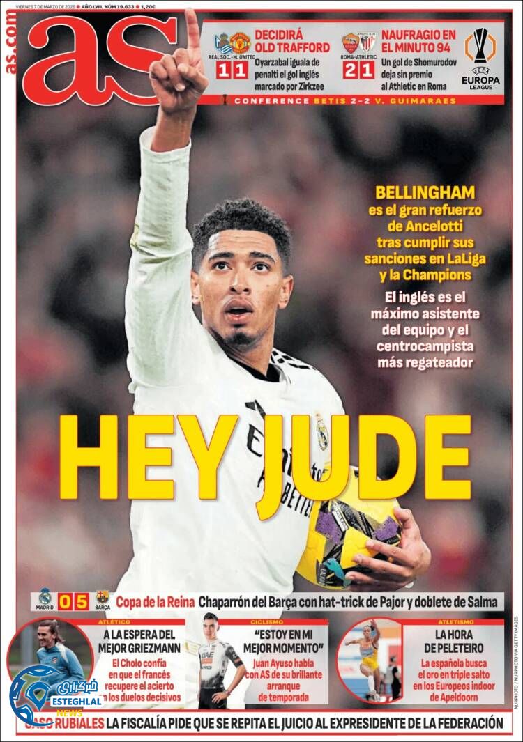 روزنامه  ورزشی  آ اس جمعه 17 اسفند 1403 