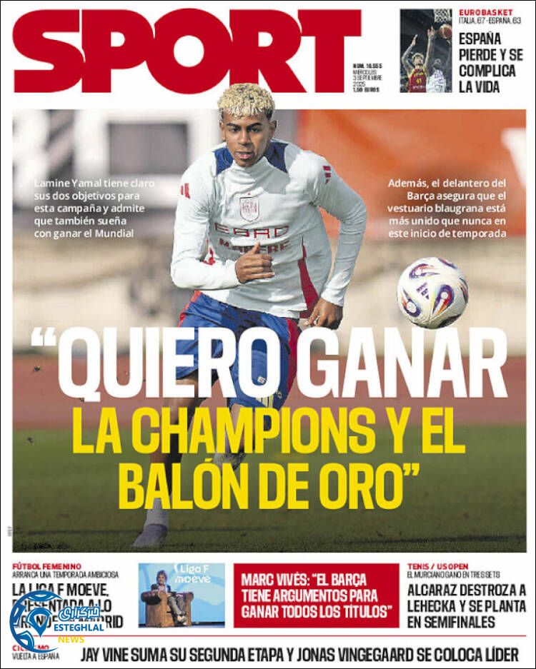 روزنامه ورزشی اسپورت چهارشنبه 12 شهریور 1404  