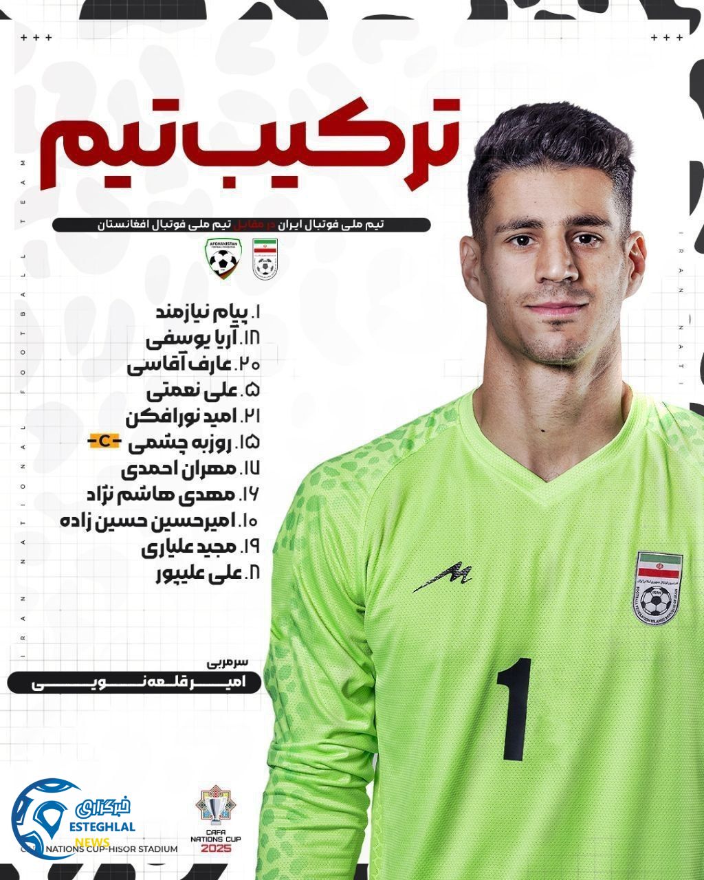 ترکیب تیم ملی ایران مقابل افغانستان